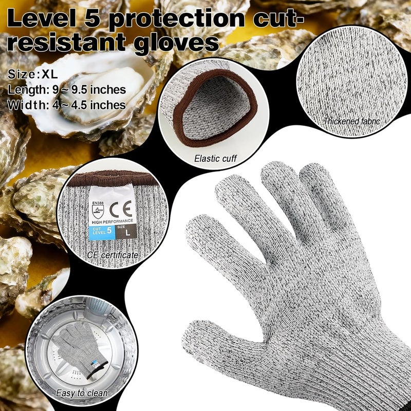 QUMMFA Professional Oyster Shucking Knife, 2CR13 Stainless Steel Oyster Knife, Sturdy Sharpness Opener for All Kinds of Shells, and Level 5 Cut Resistant Glove (XL) - Image 4